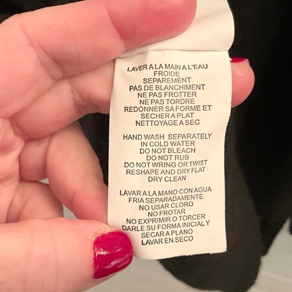 Sweater knit Long sleeve Turtleneck Oversized Black Merino Wool blend M - Picture 10 of 10